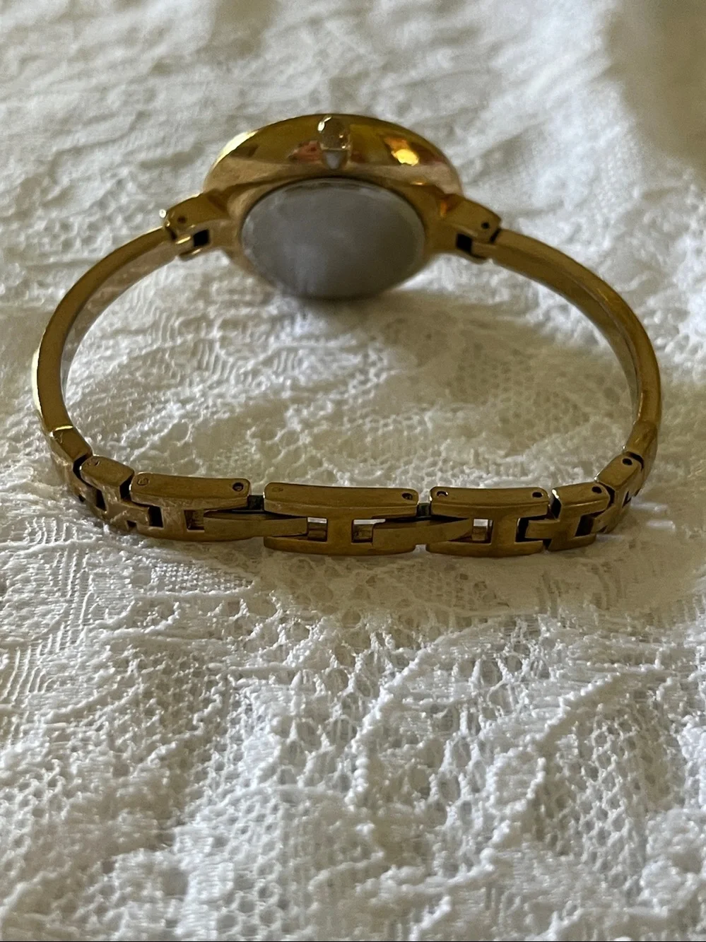 Anne Klein Gold Tone Bangle Watch with Black Dial and Gold Markers